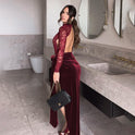 Sexy Slim-fitting Patchwork Lace Velvet Dress