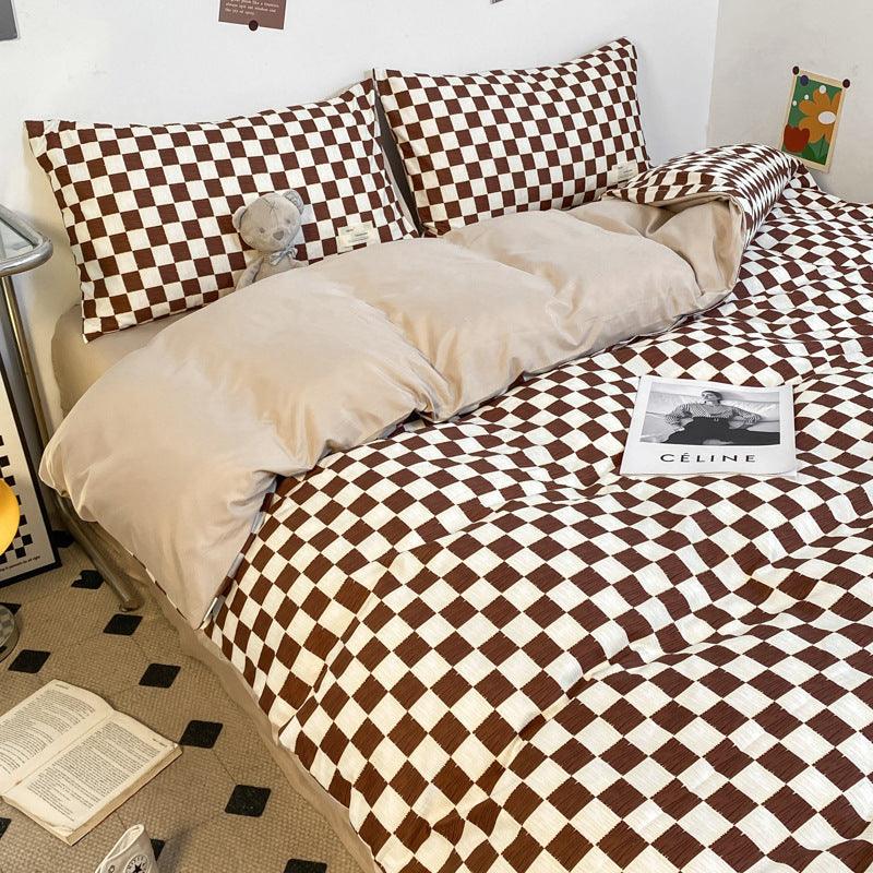 Solid Color Double Stitching Washed Cotton Duvet Cover Bedding