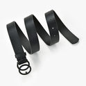 New Double Circle Black Buttons Women's Solid Color Fashion Decorative Belt