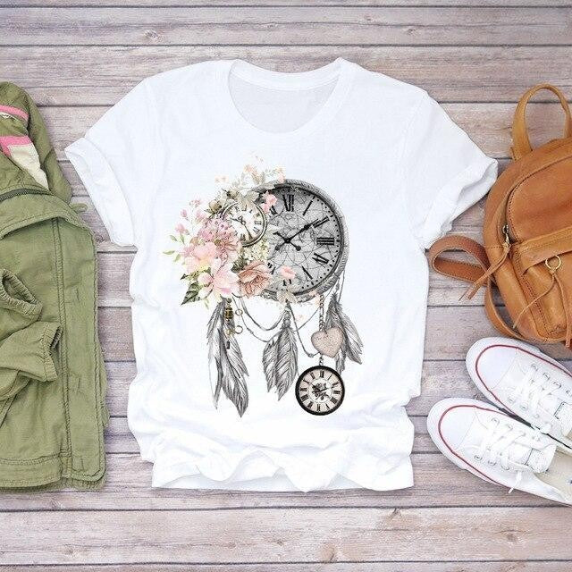 Summer New European And American Dreamcatcher T-shirt Loose Casual Short Sleeve