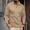 Twill Jacquard Half Long-sleeve Zipper Men