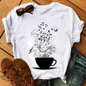 Large Size Women's Music Note Printing Kawaii Top Female Wholesale Supply Round Neck Short Sleeve T-shirt Female