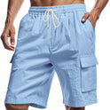 Loose Sports And Leisure Solid Color Linen Drawstring Shorts