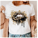 Fashion Printing Creative Color Lip Print Short Sleeve