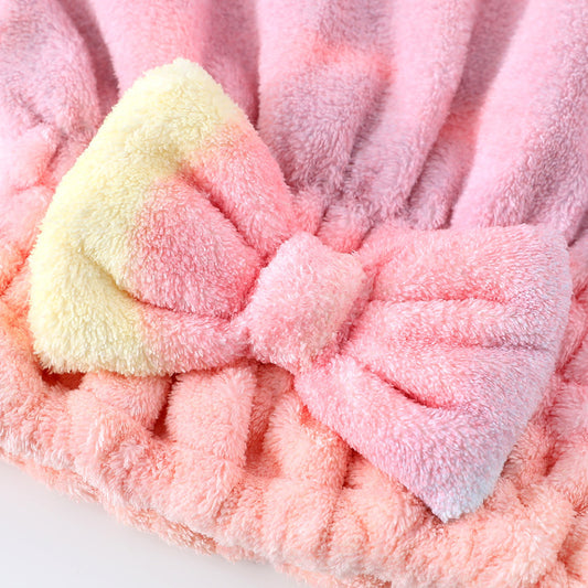 Women's Absorbent Thickened Cute Coral Fleece Soft Hair-drying Cap