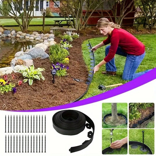 10m Lawn Border With 30 Plastic Stakes Garden Border For Paths, Driveways, Flowers And Plants