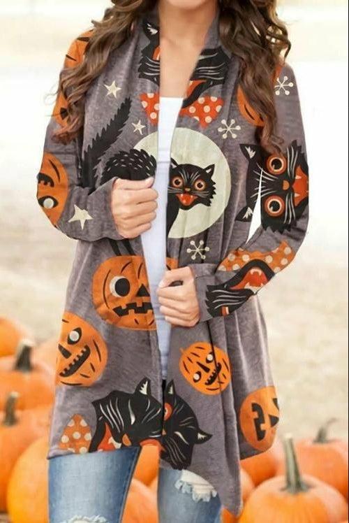 Halloween Digital Printing Casual Cardigan Jacket Women