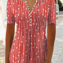 Women's Summer V-collar Polka Dot Short-sleeved Shirt