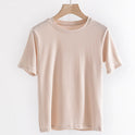 Women's Round Neck Bottoming Shirt Knitted Top T-shirt With Short Sleeves