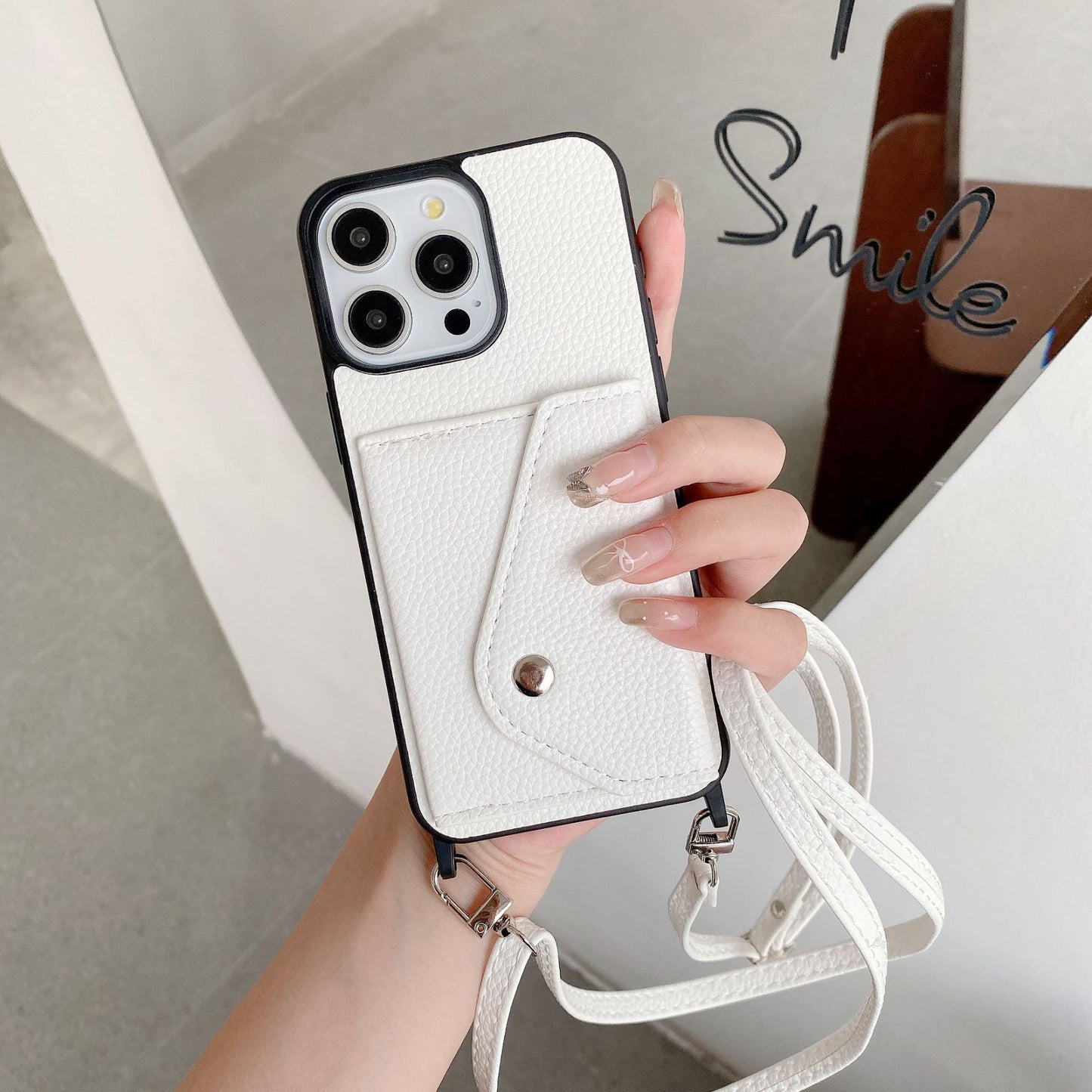 Applicable Phone Case Protective Case 14 Lychee Pattern Crossbody