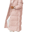 Solid Color Hooded Long Elegant Cotton-padded Coat Fashion Long-sleeve Zipper Pocket Women's Coat