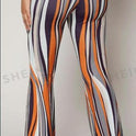 Striped High Waist Flared Leg Pants