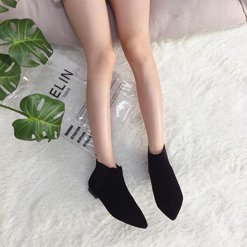 Martin Boots Black British Style Thick Heel Frosted Female Boots