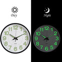 12'' Wall Clock Large Quartz Silent Luminous Glow In The Dark Indoor Home Office