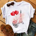 Summer Women's Short-sleeved Romantic I LOVET Shirt Printing