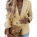 Houndstooth Printed Casual Coat Slim Fit Small Business Suit