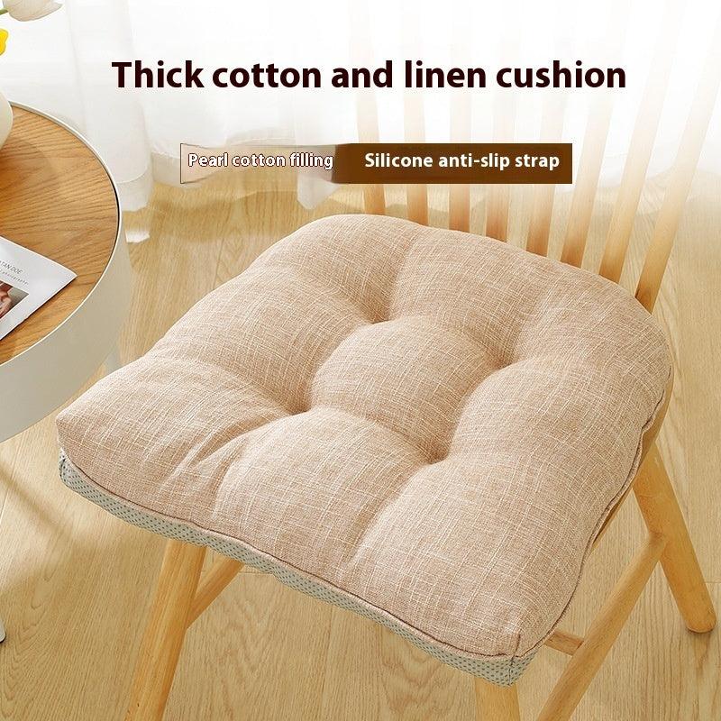 Cotton And Linen Chair Cushion Thickened Non-slip Corduroy Pearl