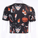 Halloween Printed High-waisted Slim-fitting T-shirt Female Vitality Girl