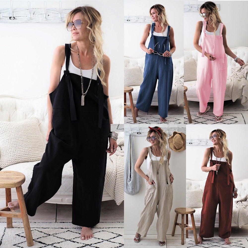 New Hot Sell Casual Plus Size Suspender Jumpsuit