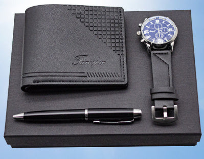 Creative Holiday Gift Wallet Pen Watch Set