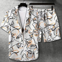 Printed Casual Men's Shirt And Shorts Two-piece Set
