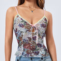 Female Floral Flower Spaghetti-strap Camisole Top