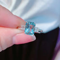 Elegant Rectangular Light Ocean Blue Simulation Topaz Colored Gems Open Ring