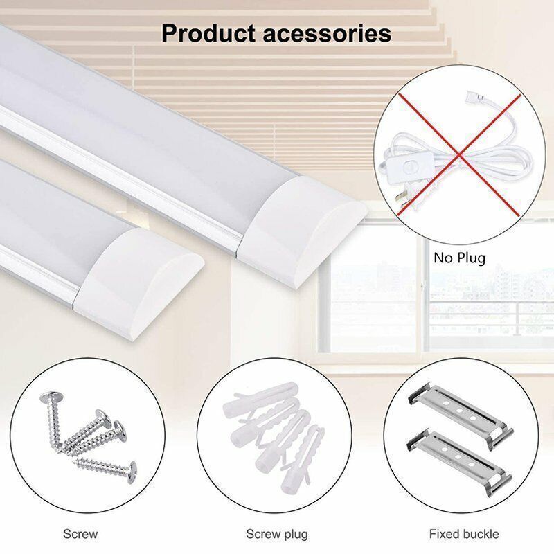 4FT LED Ceiling Lamp Office Strip Lights Shop Garage Batten Tube Light 4000K