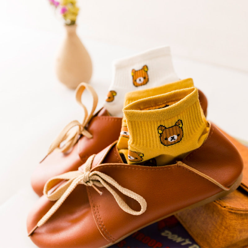Cartoon Socks Women's Cotton Socks Japanese Sweet Cute Bear Boat Socks