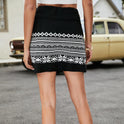 Jacquard Short Knitted Hip Skirt