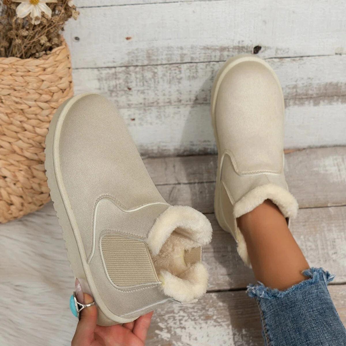 Thickened Velvet Ankle Boots Women's Insulated Cotton-padded Shoes