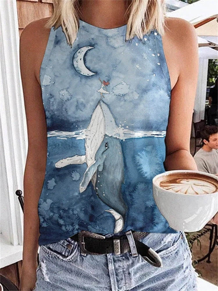 Summer Sports Casual Sleeveless Vest Printed Ladies