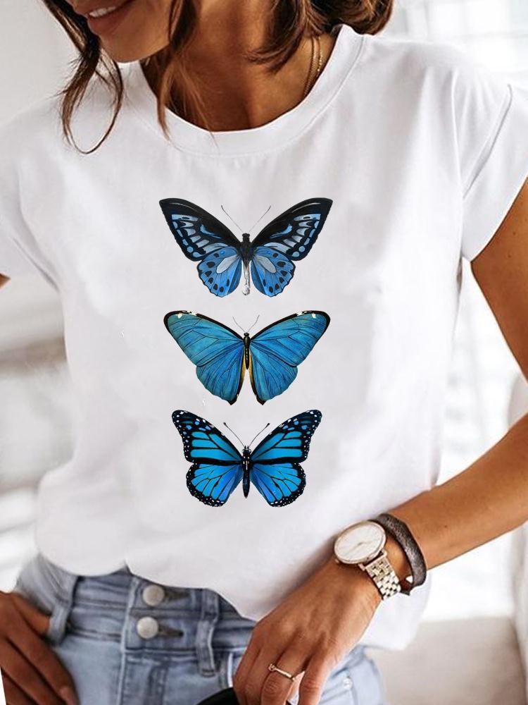 Crew Neck Casual Printed T-shirt For Women