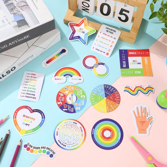 15-piece Decompression Stickers Anxiety Stripe Management Stickers Sensory Items Fingertip Stickers