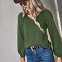 Autumn And Winter New Hot Sale Pure Color Hot Temperament V-neck Long Sleeve Top