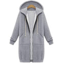 Hooded Long Sleeve Sweater Fleece Long Jacket