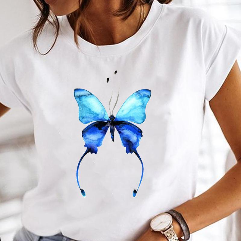 Watercolor Printing Women's Top T-shirt With Short Sleeves