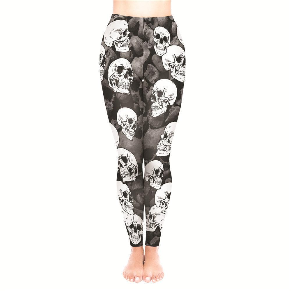 Gothic Skull Print High Waist Sports Leggings
