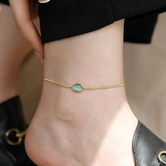 Non-fading Golden Light Luxury Minority Design Advanced Sense Titanium Steel Anklet Ornament