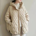 Diamond Lattice Artistic Loose White Duck Down Jacket