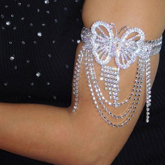 Niche Exquisite Fairy Butterfly Tassel Bracelet Rhinestone Arm Chain