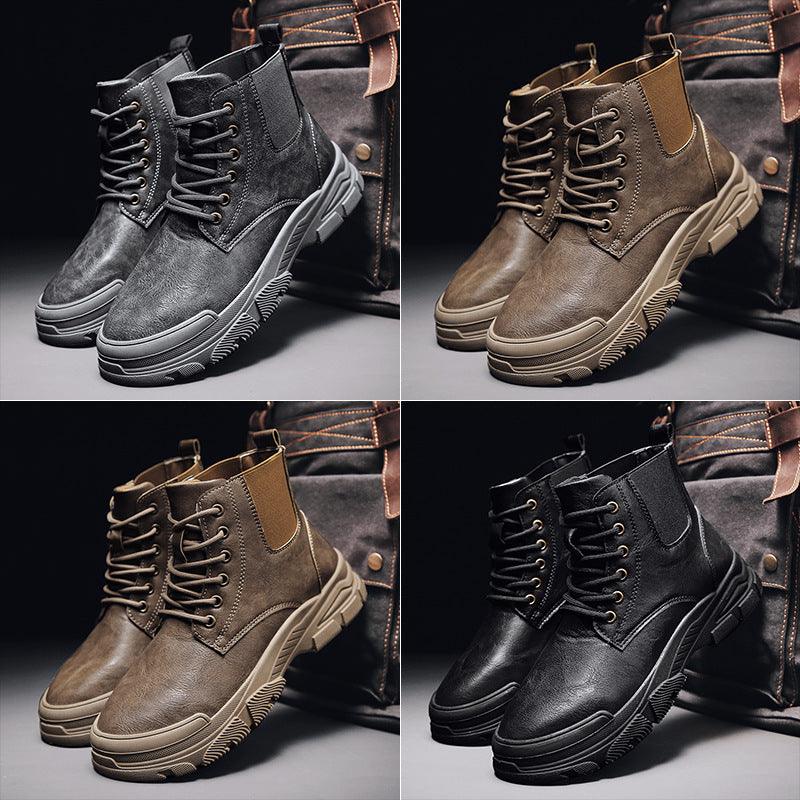 All-match Martin Boots Solid Color Casual Men's Shoes Black New