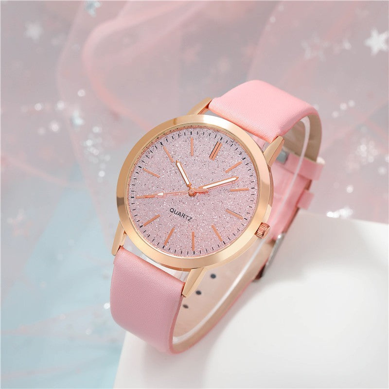 Women's Round Pointer Quartz Watch Set