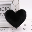 Heart-shaped Fur Ball Keychain Rex Rabbit Plush Car Pendant