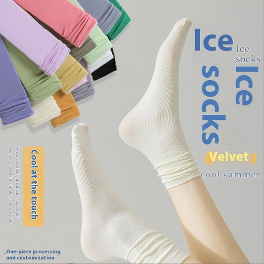 Bunching Socks Women's Springsummer Thin Solid Color