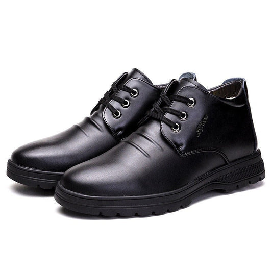 Plush Men's High-top Leather Shoes