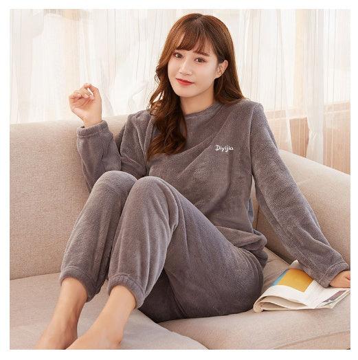 Warm Suit Women's Thick Coral Fleece Loungewear Suit
