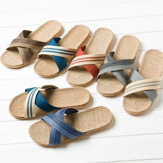 Linen Home Indoor Silent Non-slip Platform Sandals And Slippers