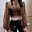 Women's V-neck Pullover Fashionable Printed Shirt