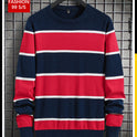 Men's Plus Velvet Thick Knit Sweater Bottoming Shirt Striped Contrast Color Warm Clothes